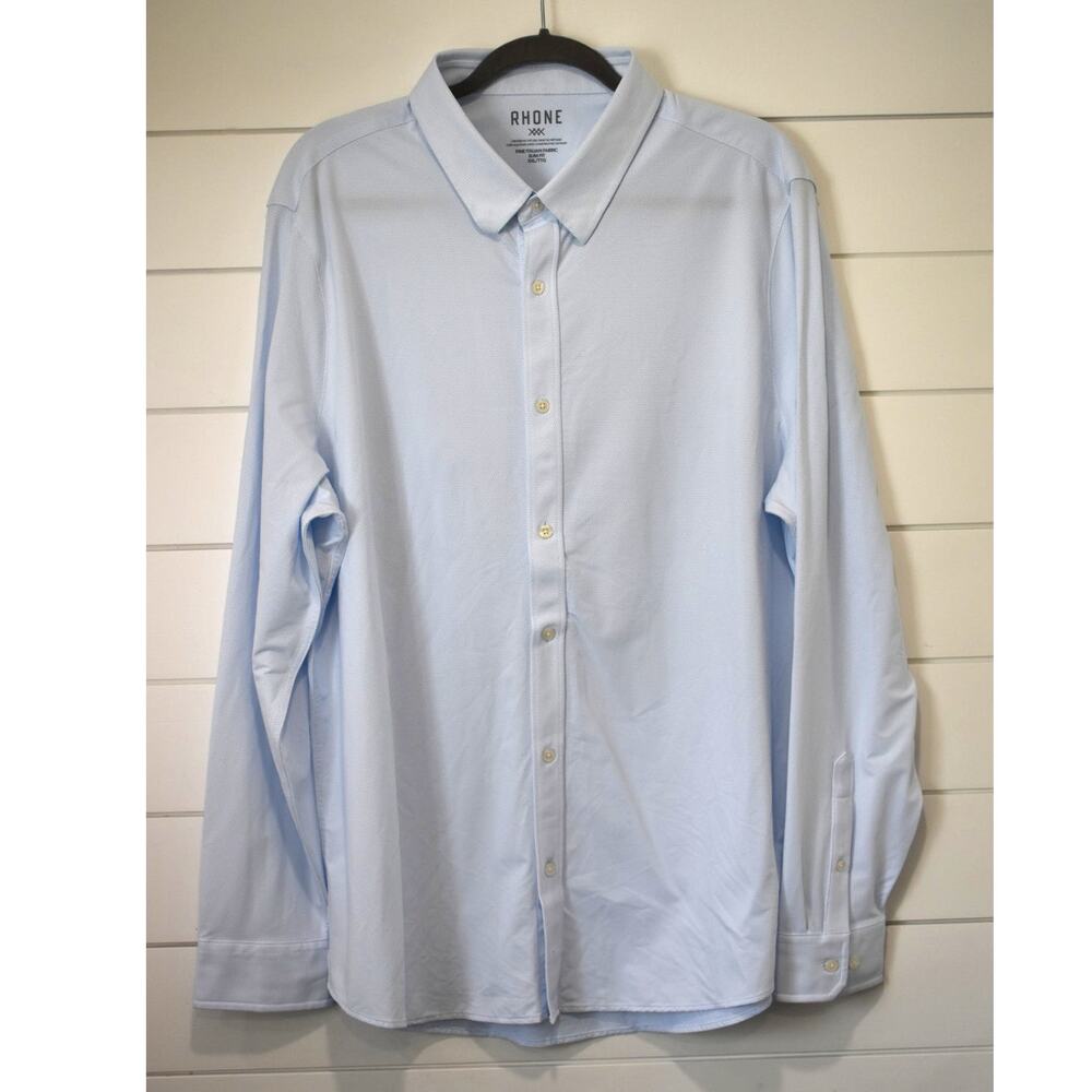 Rhone Men’s Dress Shirt Size XXL Light Blue Slim Fit Fine Italian Fabric